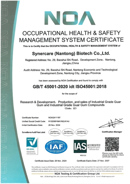 China Synercare (Nantong) Biotech Co. Ltd certification
